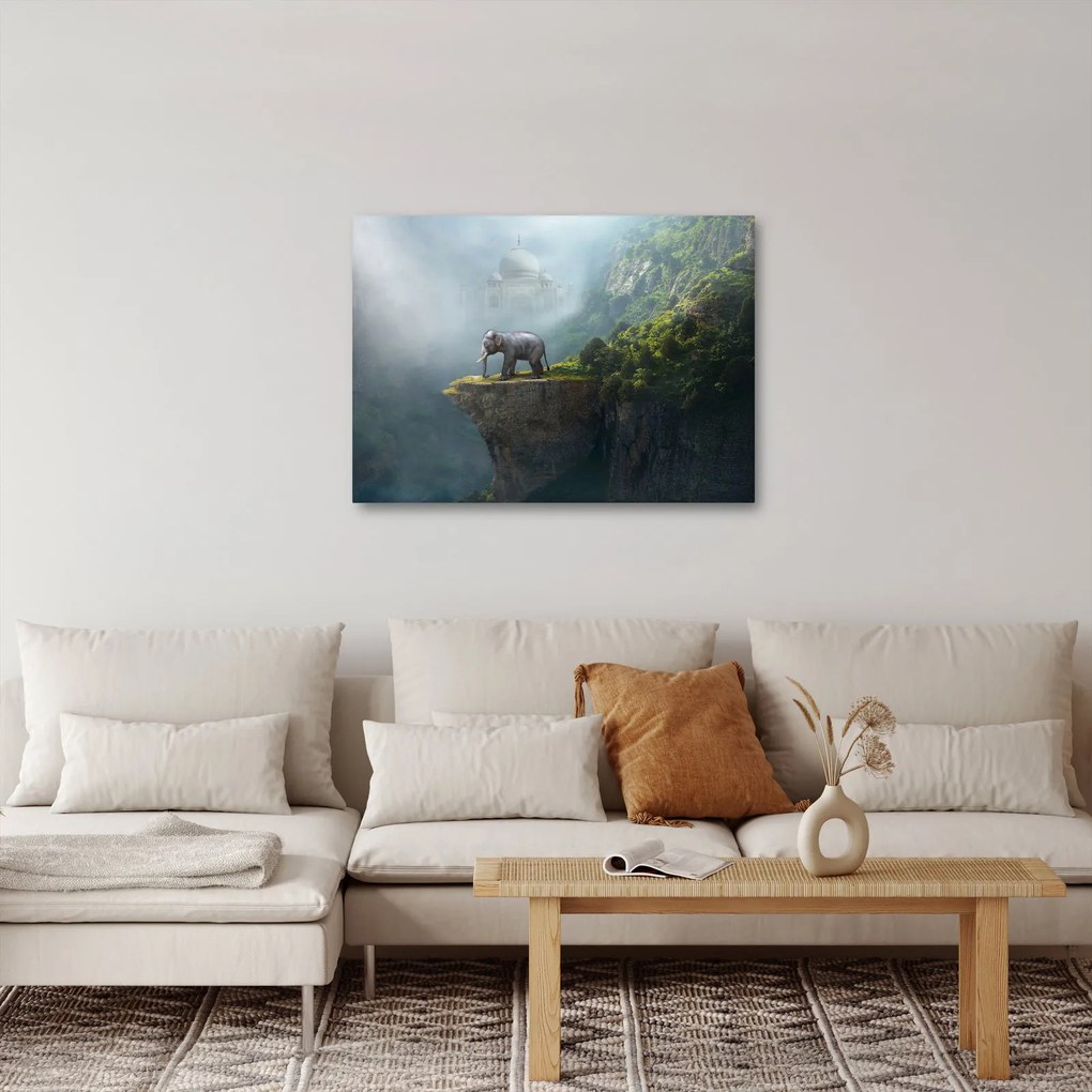 Obraz - Sloník na vrchole Taj Mahal (70x50 cm)