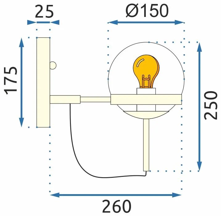 Toolight - Nástenná lampa E27 60W APP910-1W, zlatá, OSW-06678