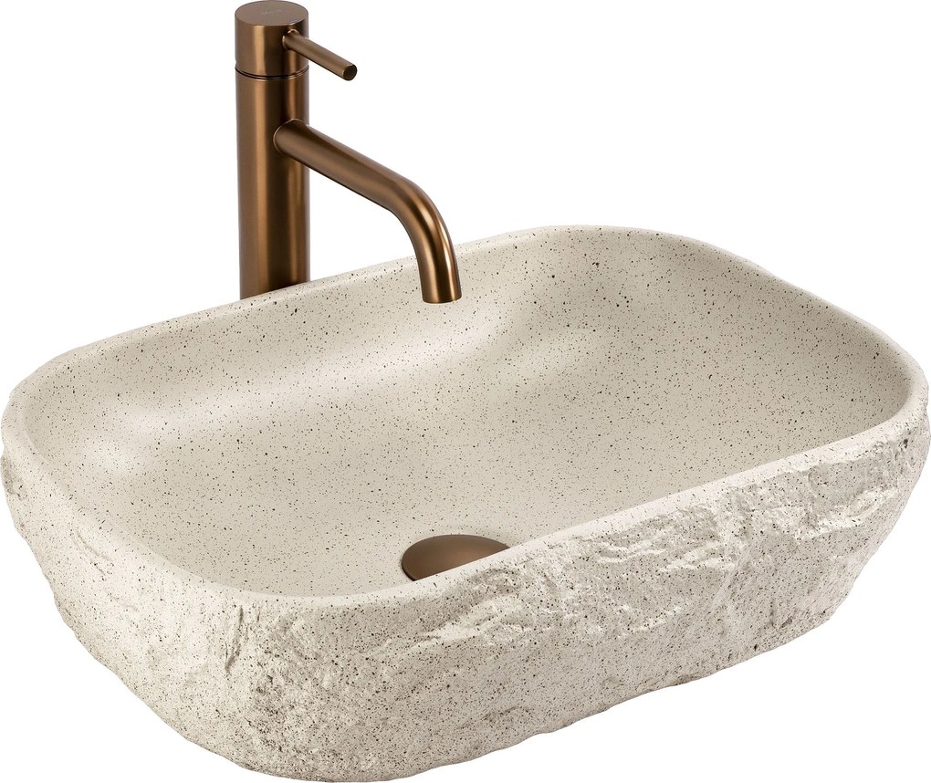 Rea Bianka, umývadlo na dosku 460x330x130 mm, imitácia kameňa, REA-U0628