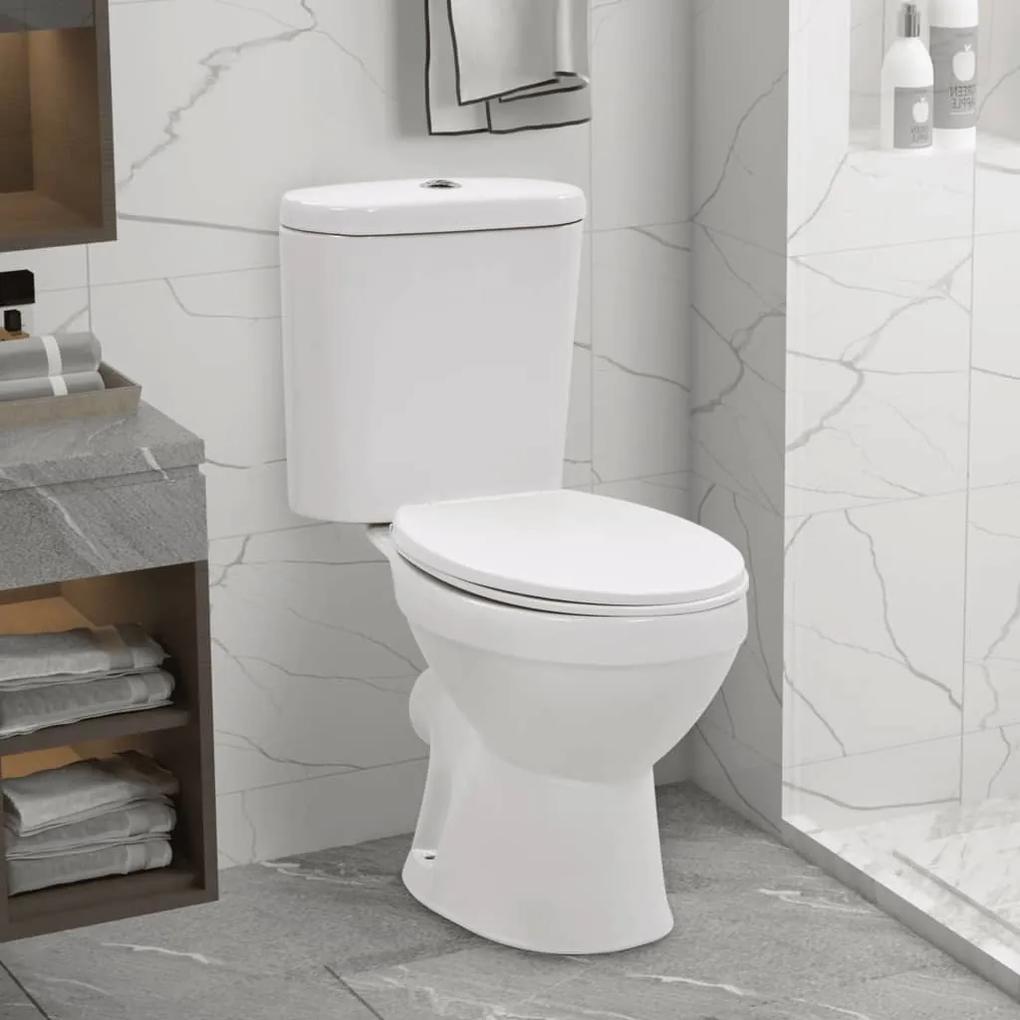 vidaXL Stojace WC s nádržkou a sedadlom s pomalým sklápaním biele keramické