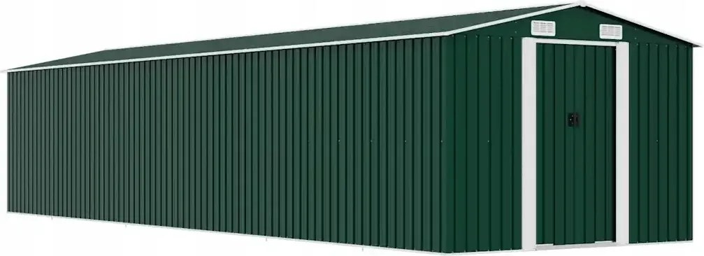 vidaXL Záhradná kôlňa, zelená, 257 x 779 x 181 cm, galvanizovaná oceľ