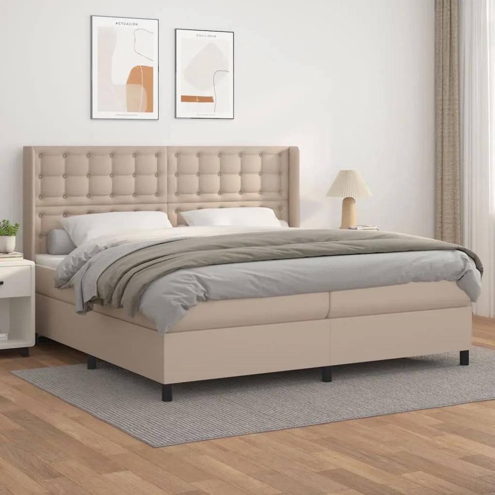 Boxspring posteľ s matracom kapučínová 200x200 cm umelá koža 3132524