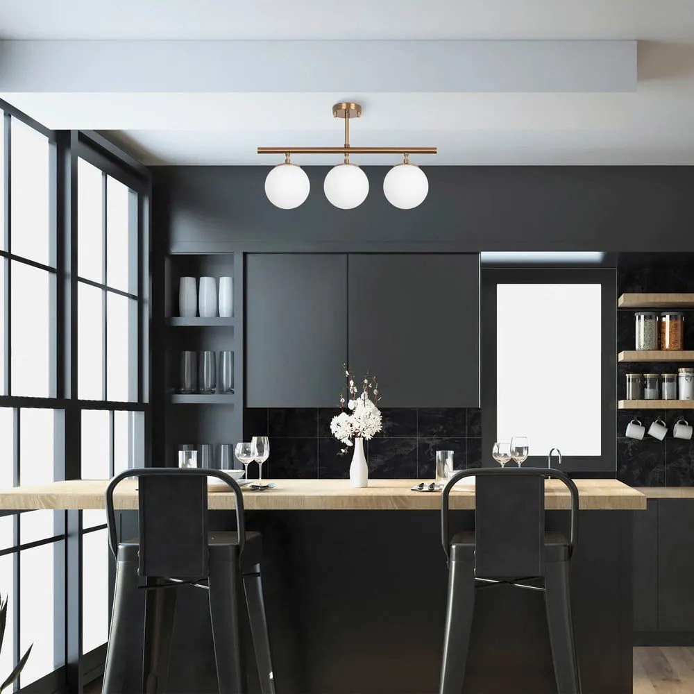 Stropné svietidlo v bronzovej farbe so skleneným tienidlom ø 15 cm Atmaca – Opviq lights