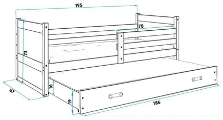 Detská posteľ s výsuvnou posteľou RICO 190x80 cm Ružová Biela