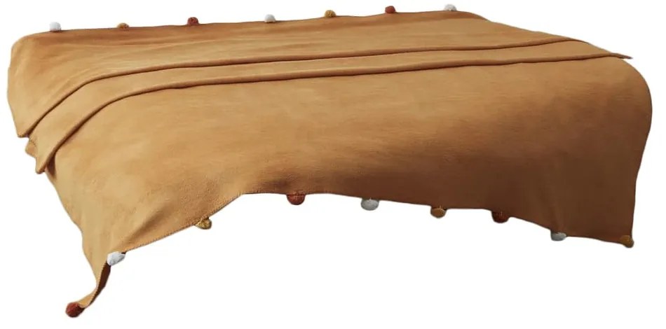 Fleecový pléd v horčicovej farbe 150x200 cm Pom Pom – Mijolnir