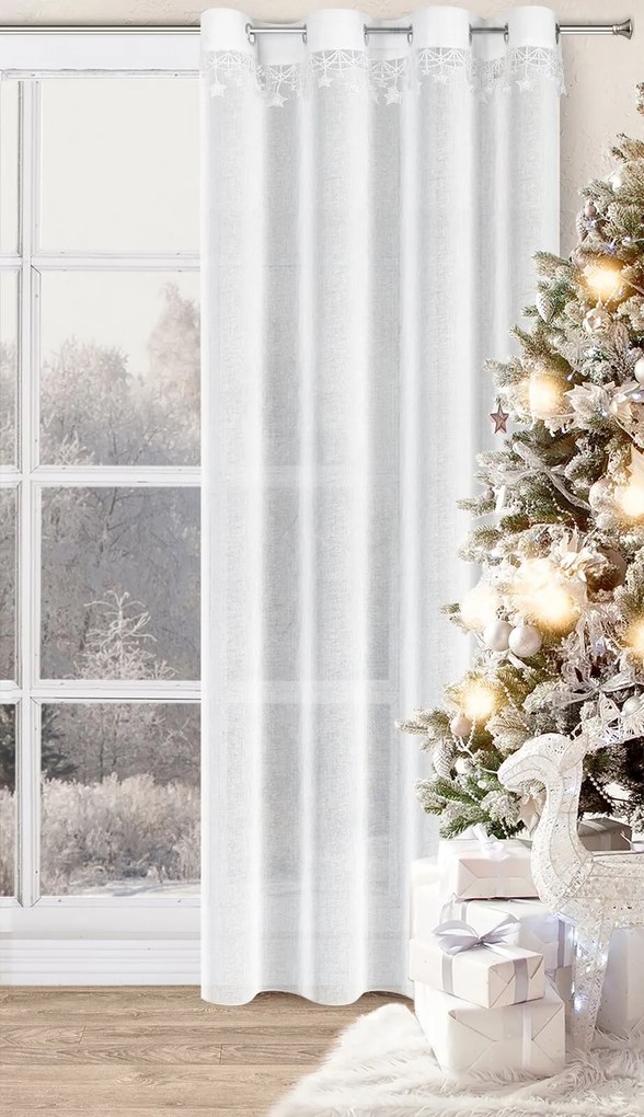 VIANOČNÁ ZÁCLONA NA KRÚŽKOCH XMAS 140X250 HVIEZDY