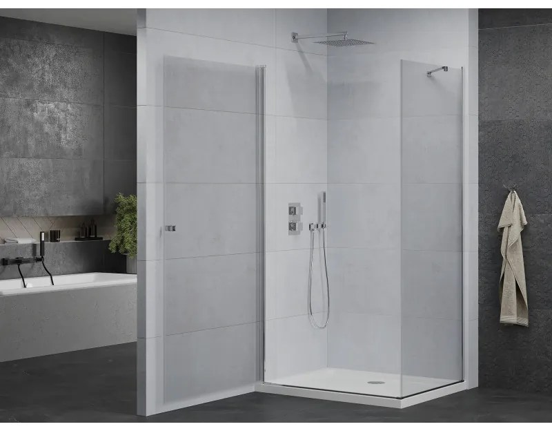 Mexen Pretoria sprchovací kút 80 x 90 cm, priehľadný, chróm + plochá sprchová vanička-852-080-090-01-00-4010