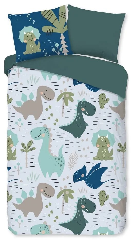 Zelené/modré detské obliečky na jednolôžko z mikrovlákna 140x200 cm – Good Morning