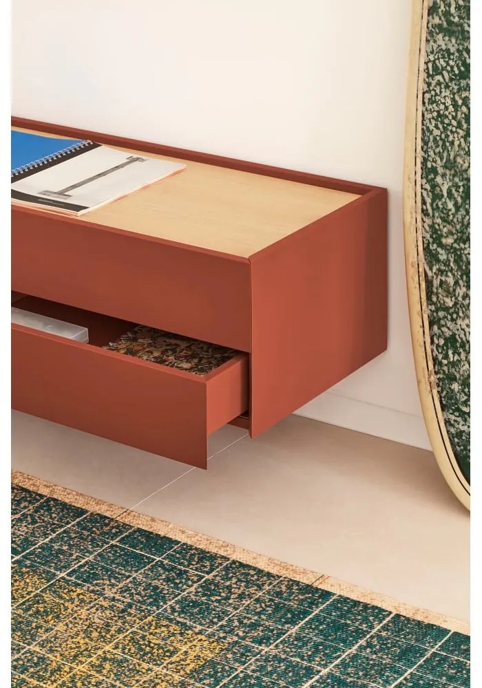 TV stolík v dekore duba v tehlovo-prírodnej farbe 180x45 cm Otto – Teulat