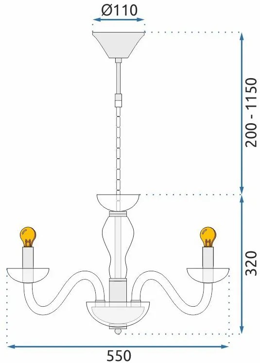 Toolight, stropná lampa na zavesenie 6xE14 APP1081-6CP, ružové zlato, OSW-00681