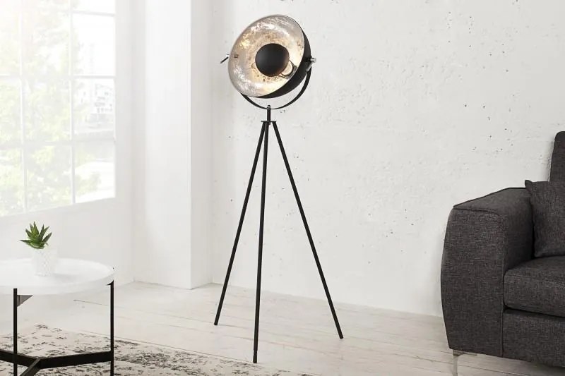 Elegantná stojanová lampa STUDIO 145 cm, čierno strieborná