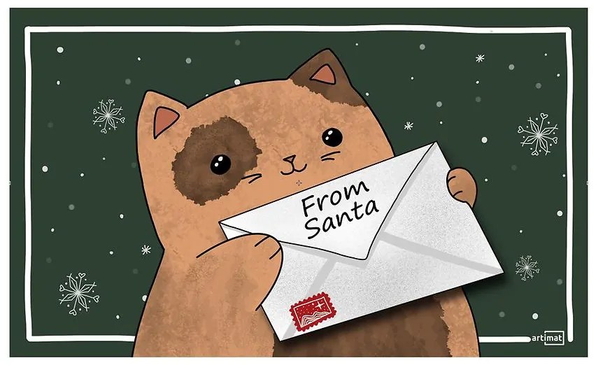 Vianočná rohož 40x60 cm K-601-1 Mačka s listom od Mikuláša