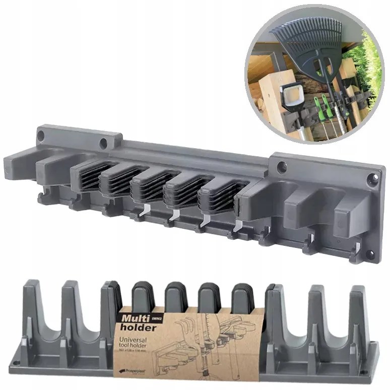Prosperplast Držiak na náradie, organizér do dielne MULTIHOLDER s 9 úchytmi - 60x13