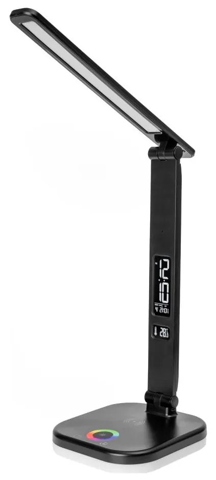 LED RGBW Stm. lampa s bezdr. nab. a displejom USB portom 6W/5V 3000-6500K čierna