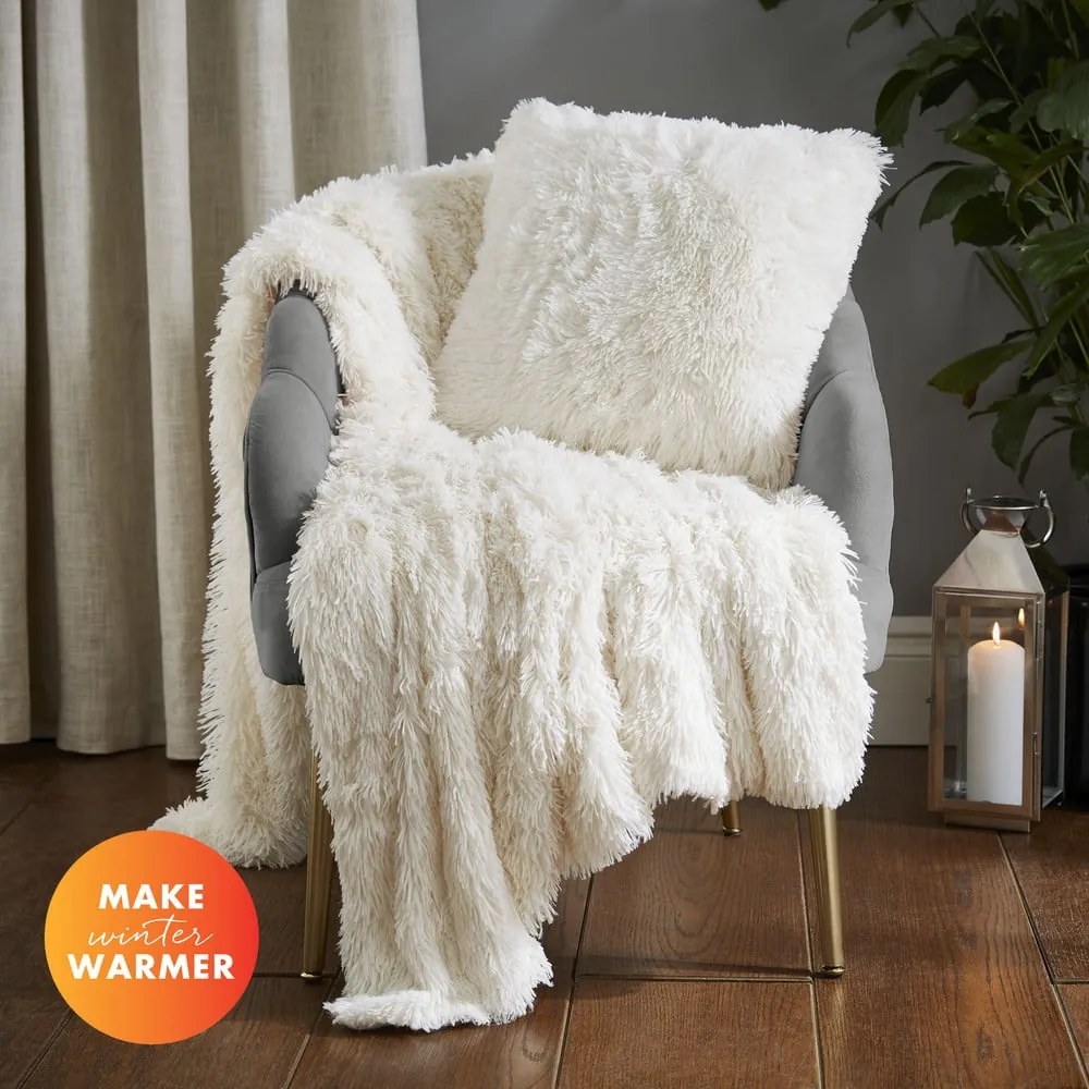 Krémovobiely mikroplyšový pléd na dvojlôžko 245x280 cm Cuddly – Catherine Lansfield