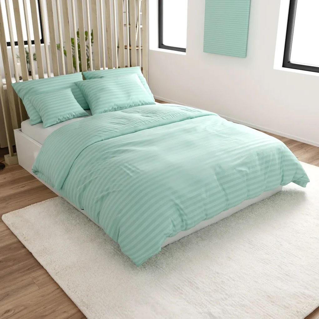 Hotelové obliečky z mikrovlákna JASMINE mentolové - prúžok 2 cm Rozmer obliečky: 2 ks 70 x 90 cm | 200 x 220 cm