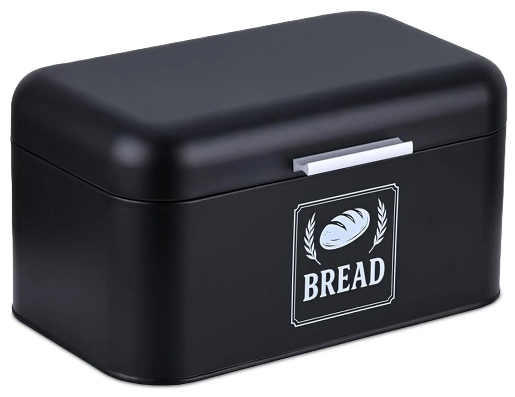 Retro chlebník s vekom a rukoväťou L RD51591, čierna