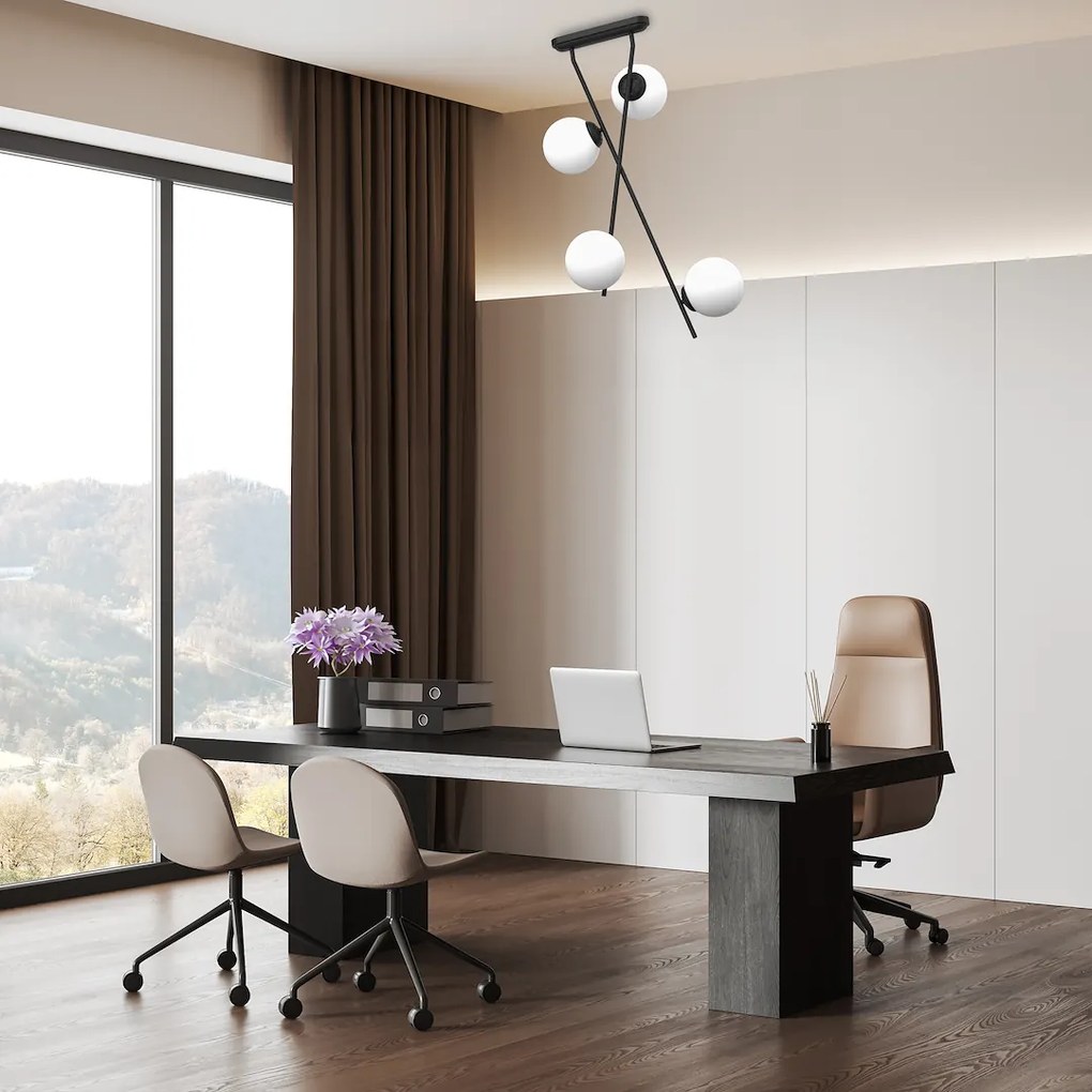 Stropné svietidlo Inter, 4x biele sklenené tienidlo, b