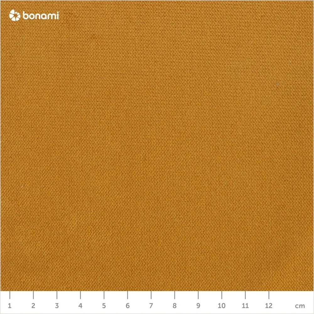 Horčicovožltá zamatová rozkladacia rohová pohovka Miuform Lofty Lilly, ľavý roh