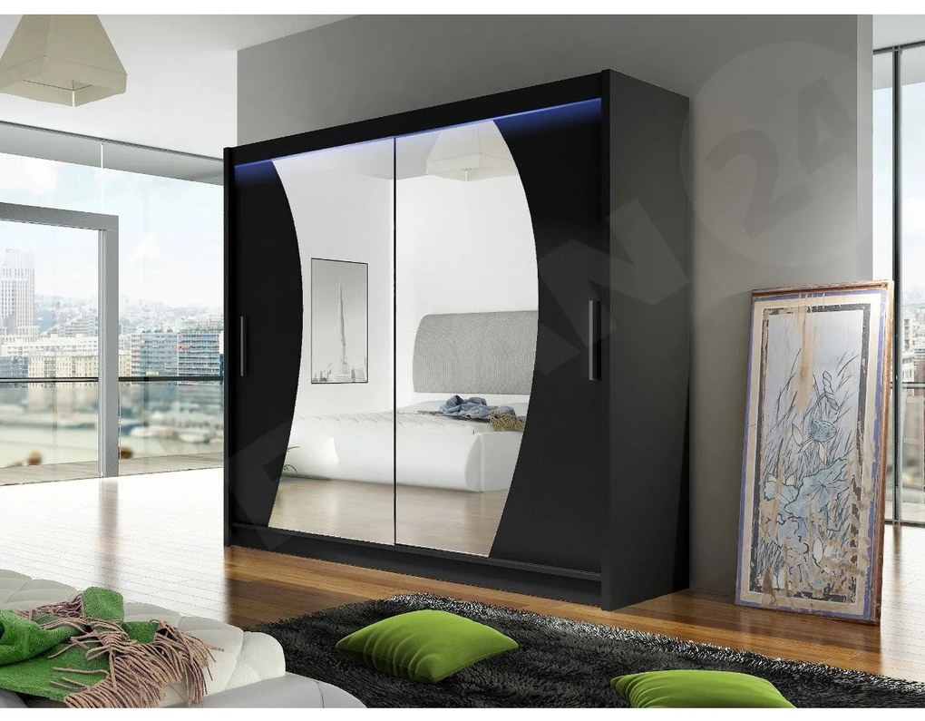 Skriňa London IX, Farby: kašmír, Osvetlenie: osvetlenie LED RGB - farebné