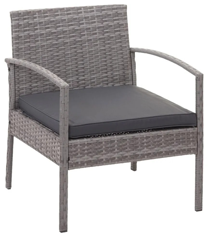 Záhradná súprava 2 kresiel, pohovky a stolíka HWC-F56 - sivá, vankúše tmavosivá