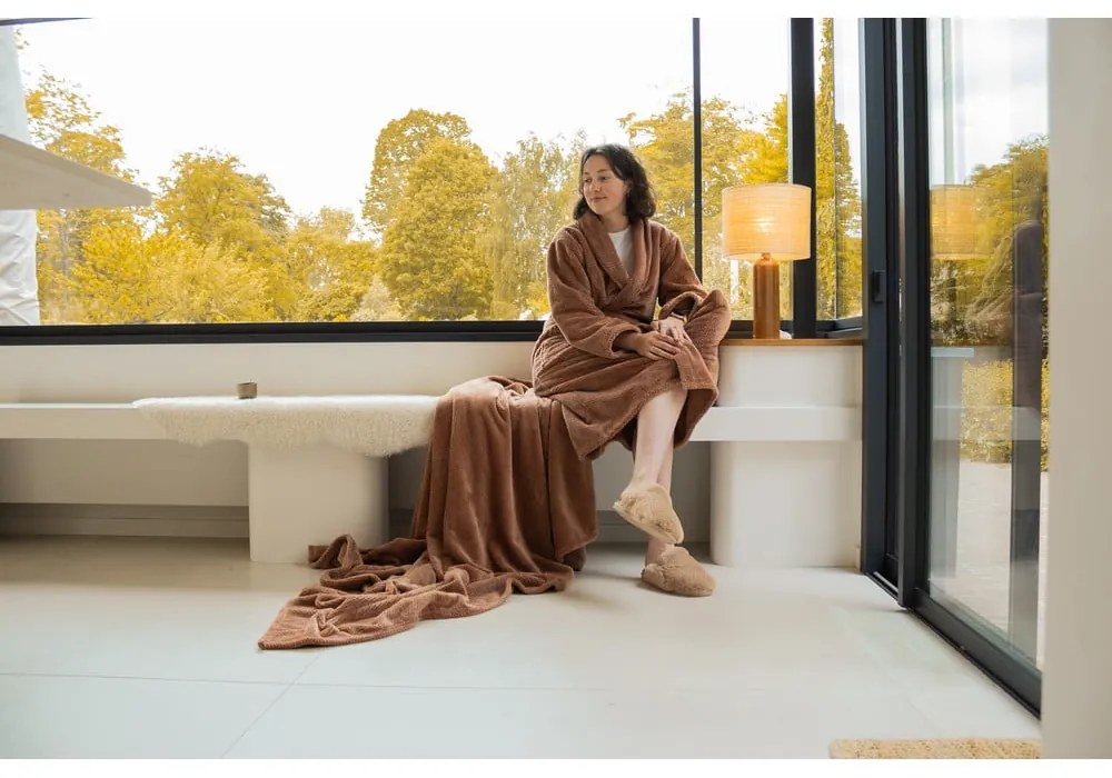 Hnedý župan z mikroplyšu veľkosť S/M Pippa – Tiseco Home Studio
