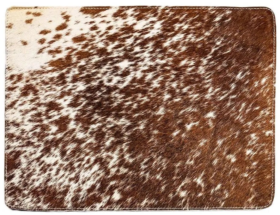 Hnedo biele obdĺžnikové prestieranie z hovädzej kože - 30 * 40 * 1cm