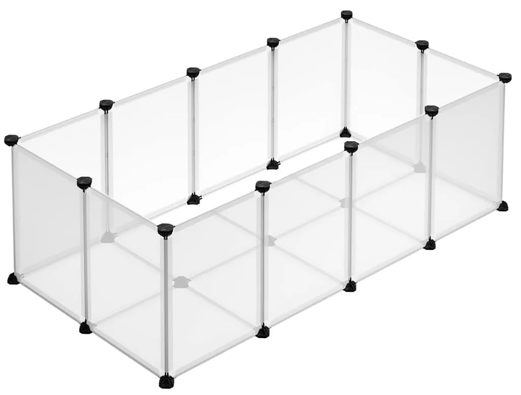 SongmicsHome Ohrádka pre malé zvieratá z priehľadného plastu BEN, 125x63x42cm, transparentná