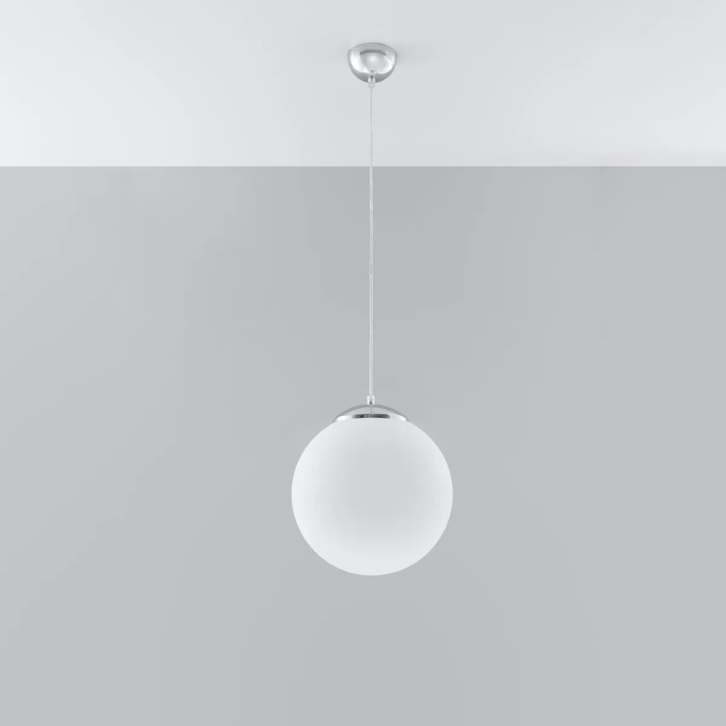 Závesné svietidlo Ugo, 1x biele sklenené tienidlo, (fi 30 cm), ch