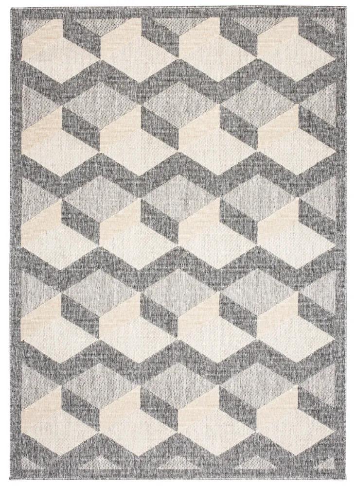 Kusový koberec 3D sivo krémový 140x200cm