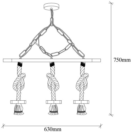 Luster na reťazi EREBOS 3xE27/40W/230V hnedý