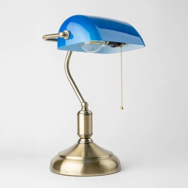 Brilagi - Stolná lampa BANK OFFICE 1xE27/60W/230V mosadz/modrá