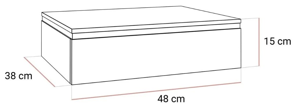 ZÁVESNÝ NOČNÝ STOLÍK NESSIE BIELY LESK + STRIEBORNÝ