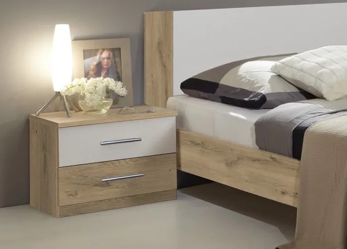 Zostava spálne Nora 180x200 cm, doskový dub/biela