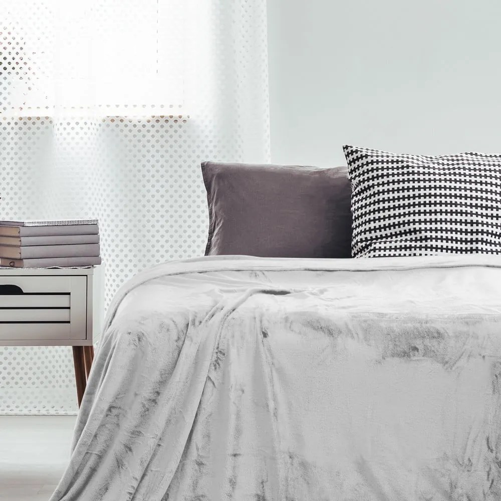 Biely pléd DecoKing Mic, 150 x 200 cm