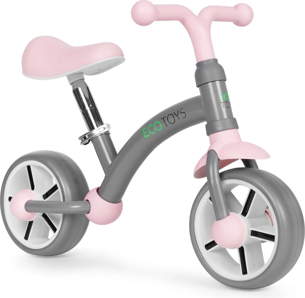 ECOTOYS odrážadlo pre deti 3+ EVA kolesá, nastaviteľné sedadlo 33–41 cm, sivé