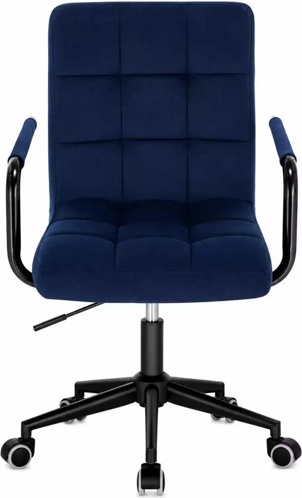 LuxuryForm DESIGN Otočná stolička VERONA BLACK VELUR na čiernej podstave s kolieskami - modrá