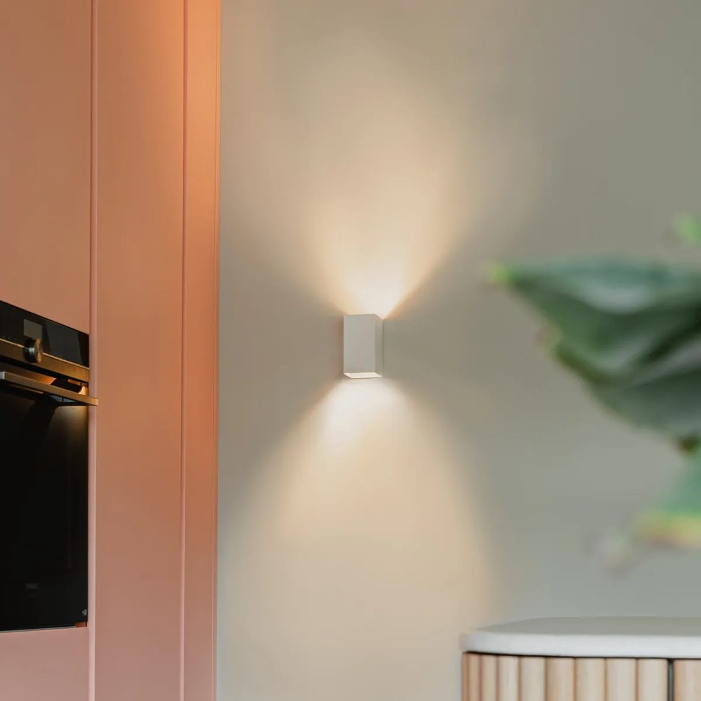 Dizajnová štvorcová nástenná lampa biela - Sabbir