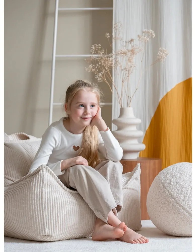 Krémový menčestrový detský sedací vak Chair – Wigiwama