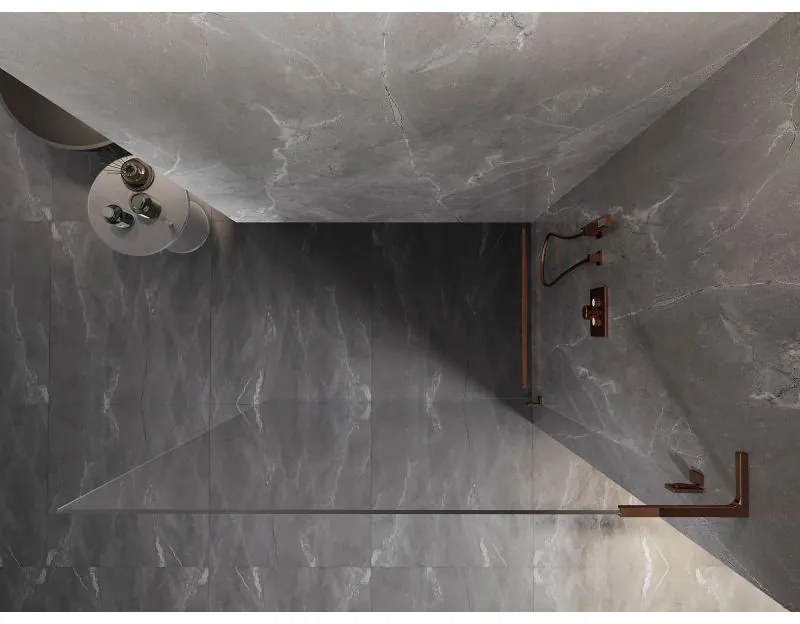 Mexen, Mexen Lunar L sprchová stena pravá 120 x 200 cm, priehľadná 8 mm, ružové zlato - 830L-120-000-60-00-P