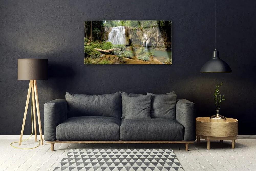 Obraz na akrylátovom skle Vodopád rieka les príroda 100x50 cm