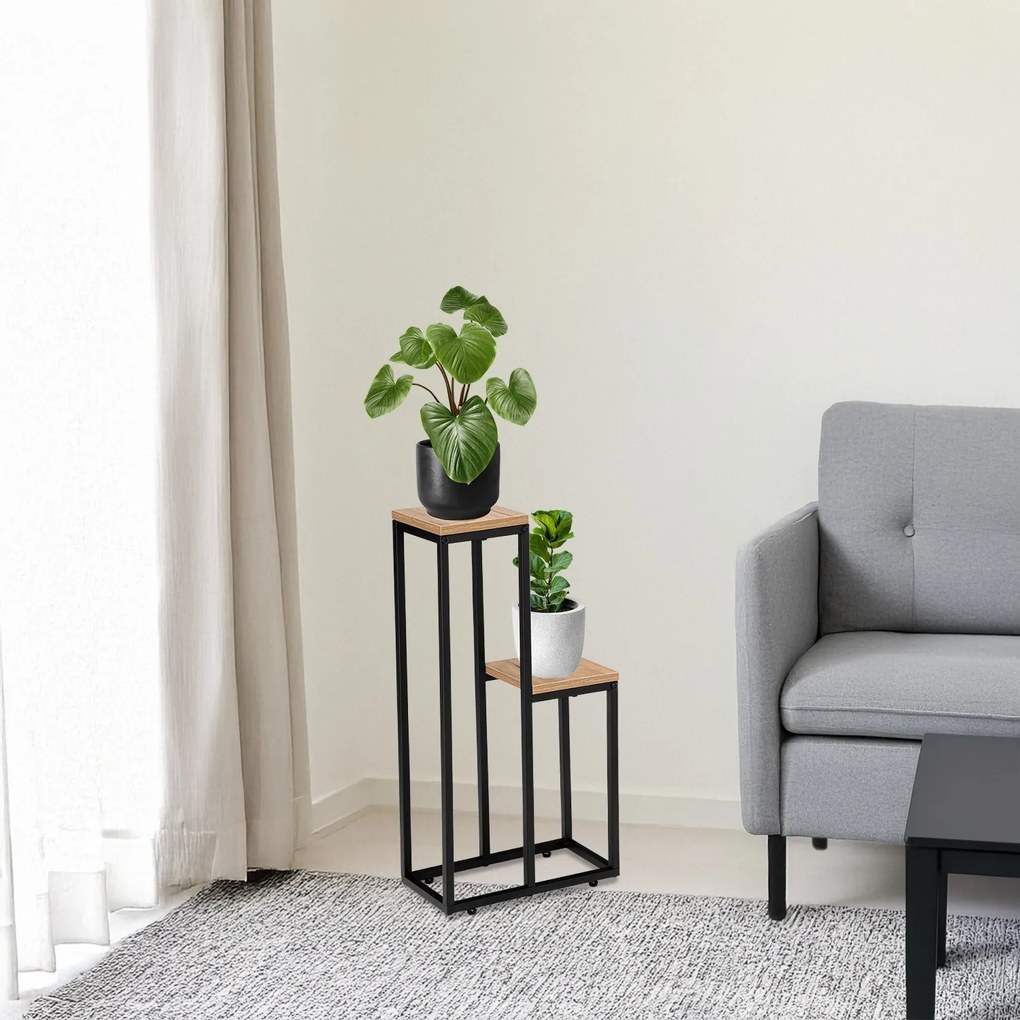 Stojan na kvety Hazel svetlohnedý/čierny