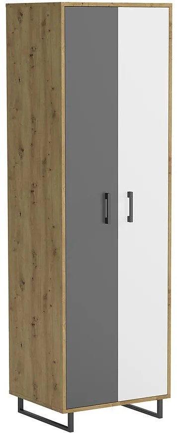 Skriňa + tyč dub artisan/grafit/biela