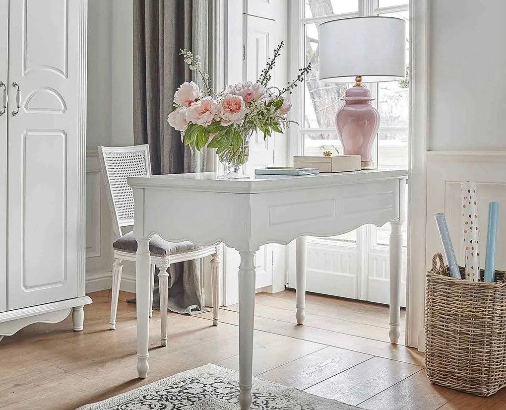 Biely písací stôl Ariel, kolekcia Victoria