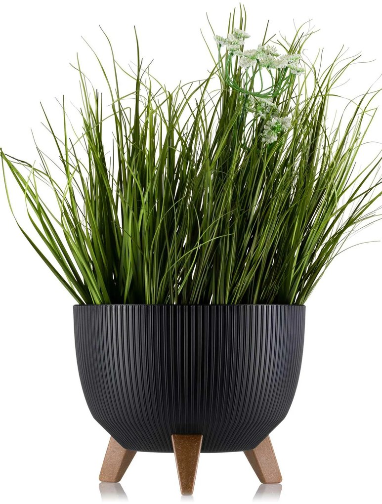 PLASTOVÝ KVETINÁČ ROSA LINEA ECO 18X29 CM ČIERNA