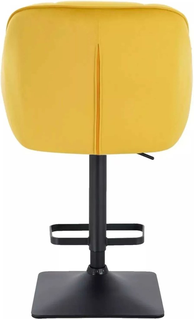 LuxuryForm DESIGN Barová stolička AVOLA VELUR na čiernej hranatej podstave - žltá