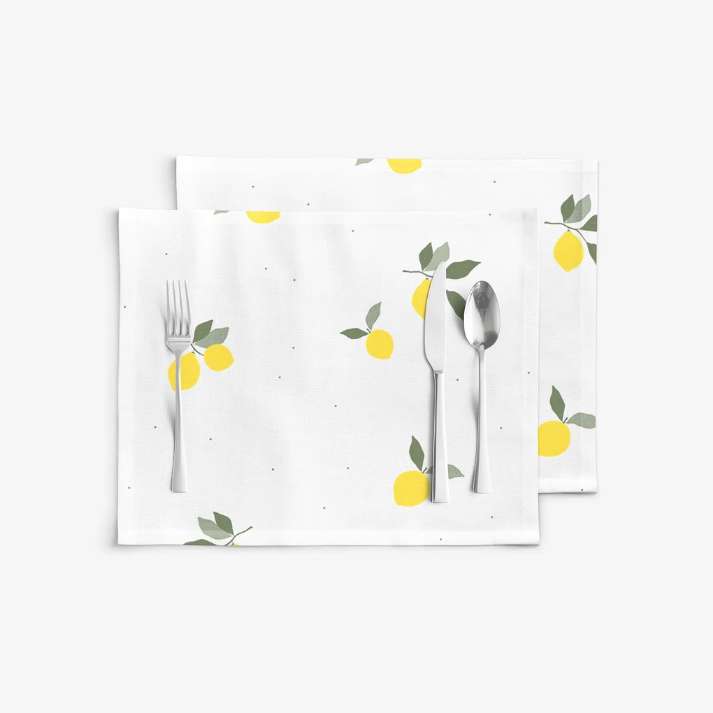 Goldea prestieranie na stôl 100% bavlnené plátno - citróny - sada 2ks 30 x 40 cm