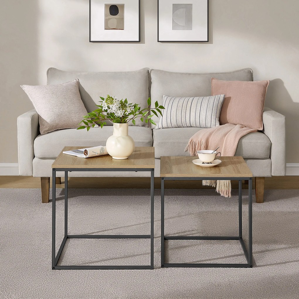 Súprava 2 ks konferenčných stolíkov QUADRO, dekor dub sonoma