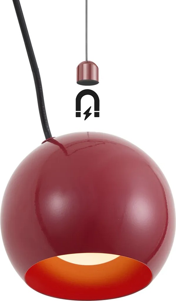 Dizajnová závesná lampa červená pre 1-fázový koľajnicový systém - Slimline Sara