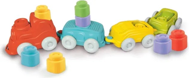 Clemmy Farebné senzorické vlakové lokomotívy Bloky 70cm Clementoni 17961